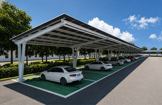 Syst&egrave;me de montage pour abri de voiture solaire